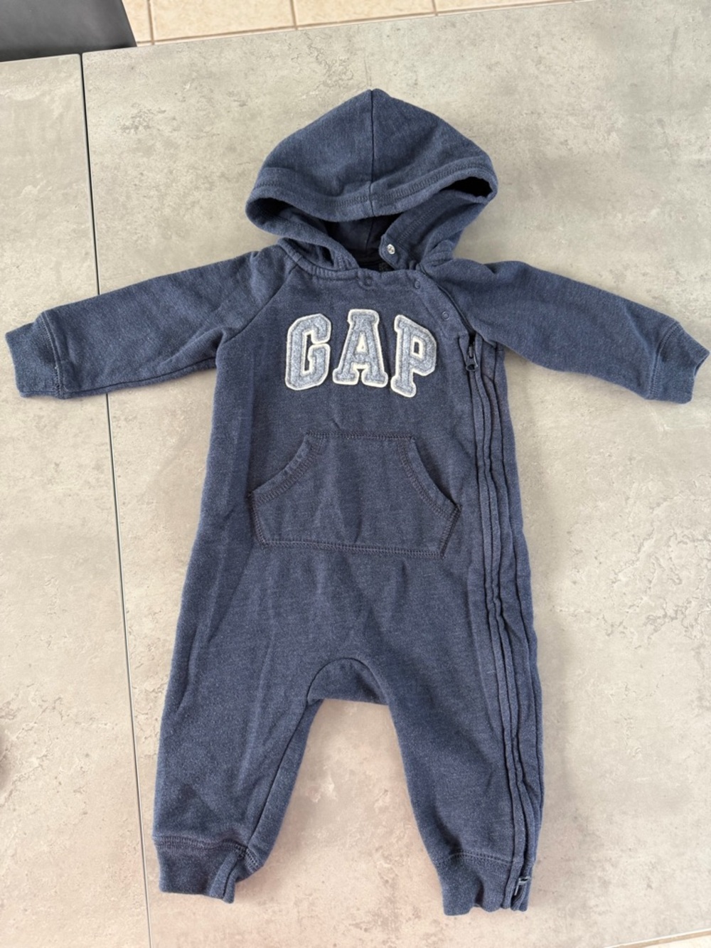 GAP Baby Hooded One-Piece Romper - Navy Blue